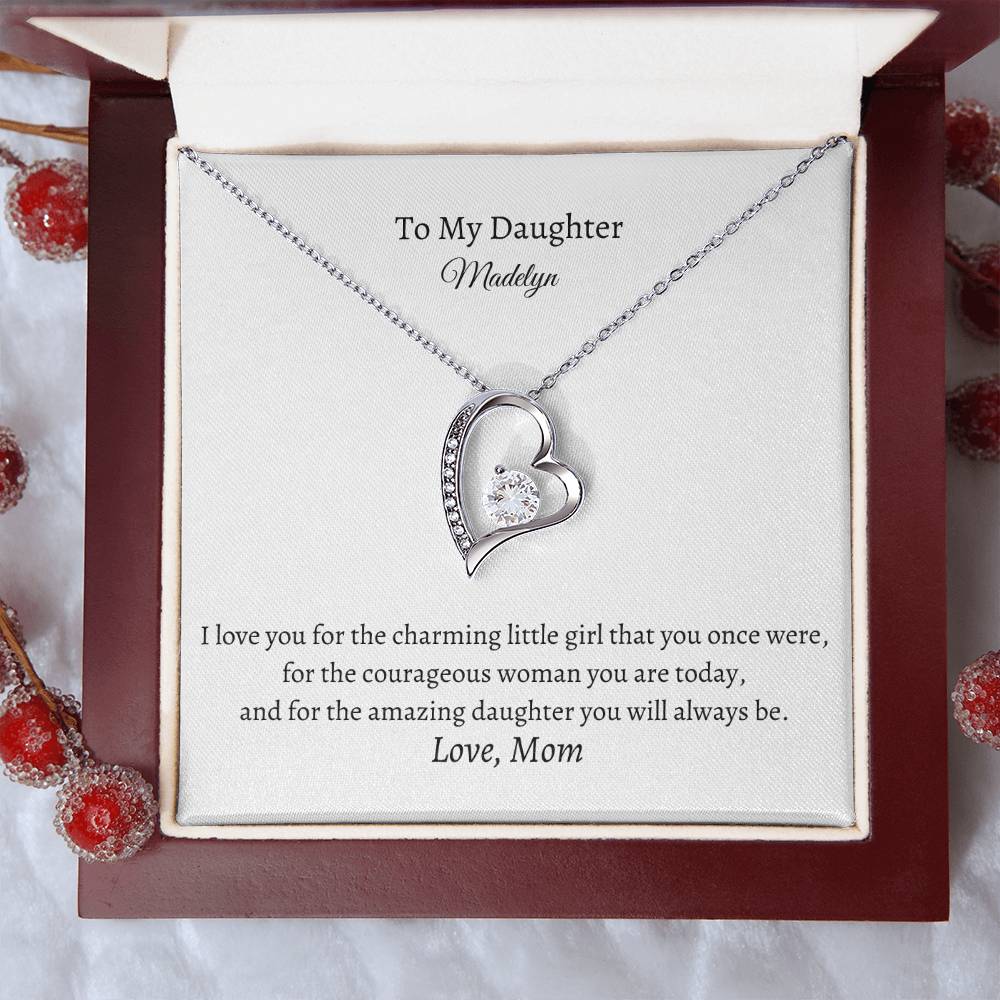 Forever Love Necklace for Daughter with Personalized Message Card - Add Name