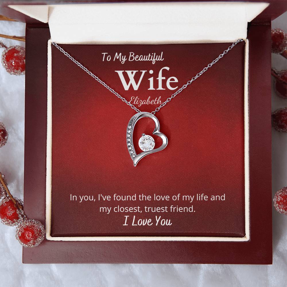 Forever Love Necklace with Personalized Message Card For Wife