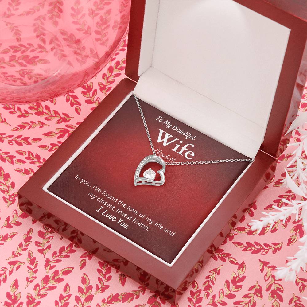 Forever Love Necklace with Personalized Message Card For Wife