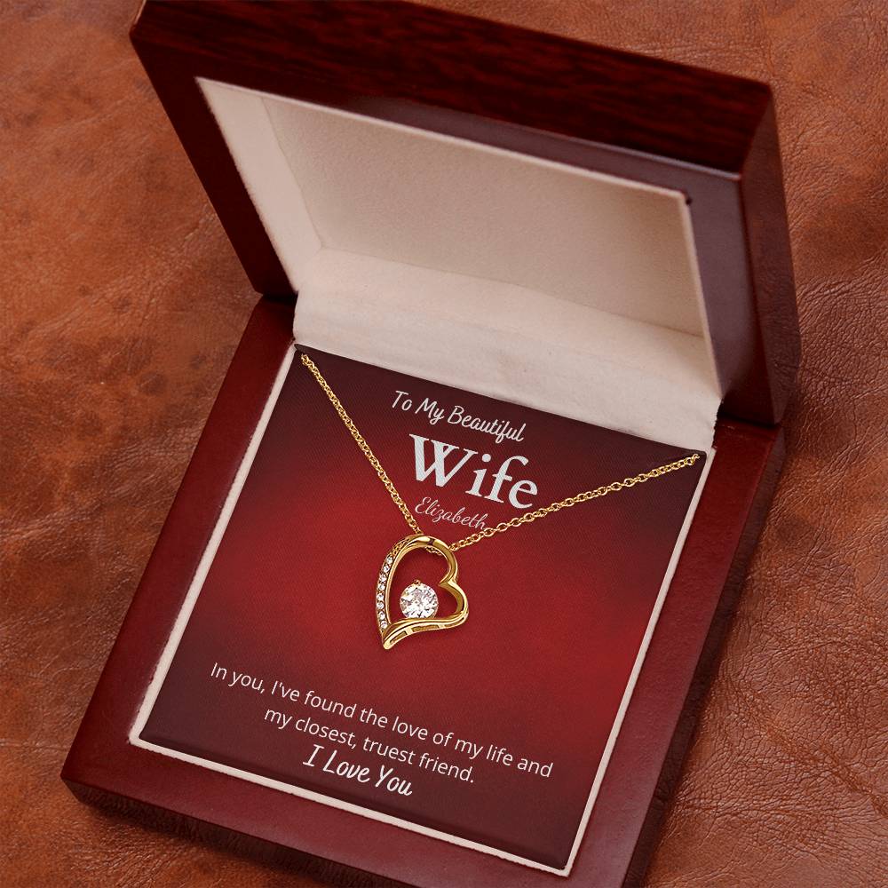 Forever Love Necklace with Personalized Message Card For Wife