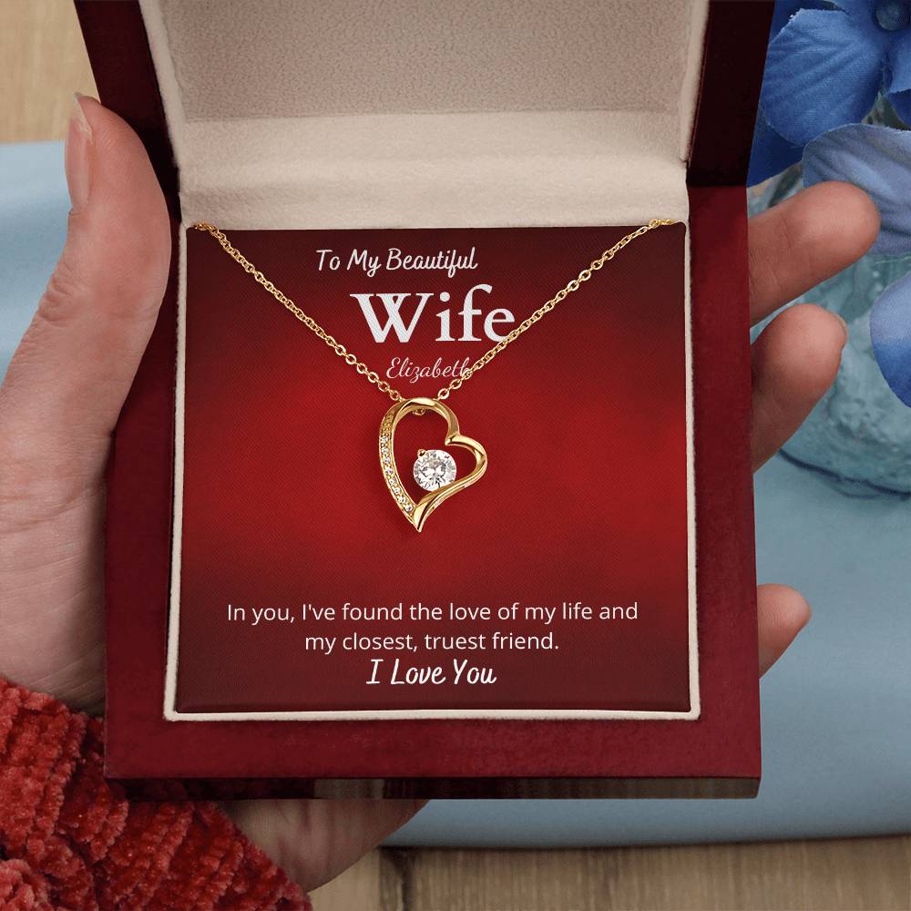 Forever Love Necklace with Personalized Message Card For Wife