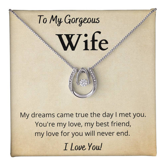 Lucky in Love Necklace With Message Card for Wife