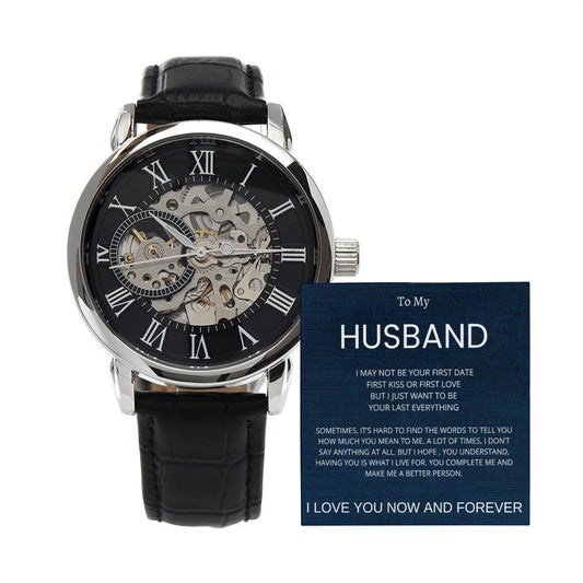 Men's Openwork Watch and Message Card for Husband