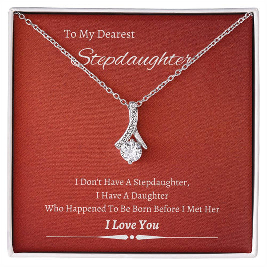 Alluring Beauty Necklace with Custom Message Card for Stepdaughter Bonus Daughter