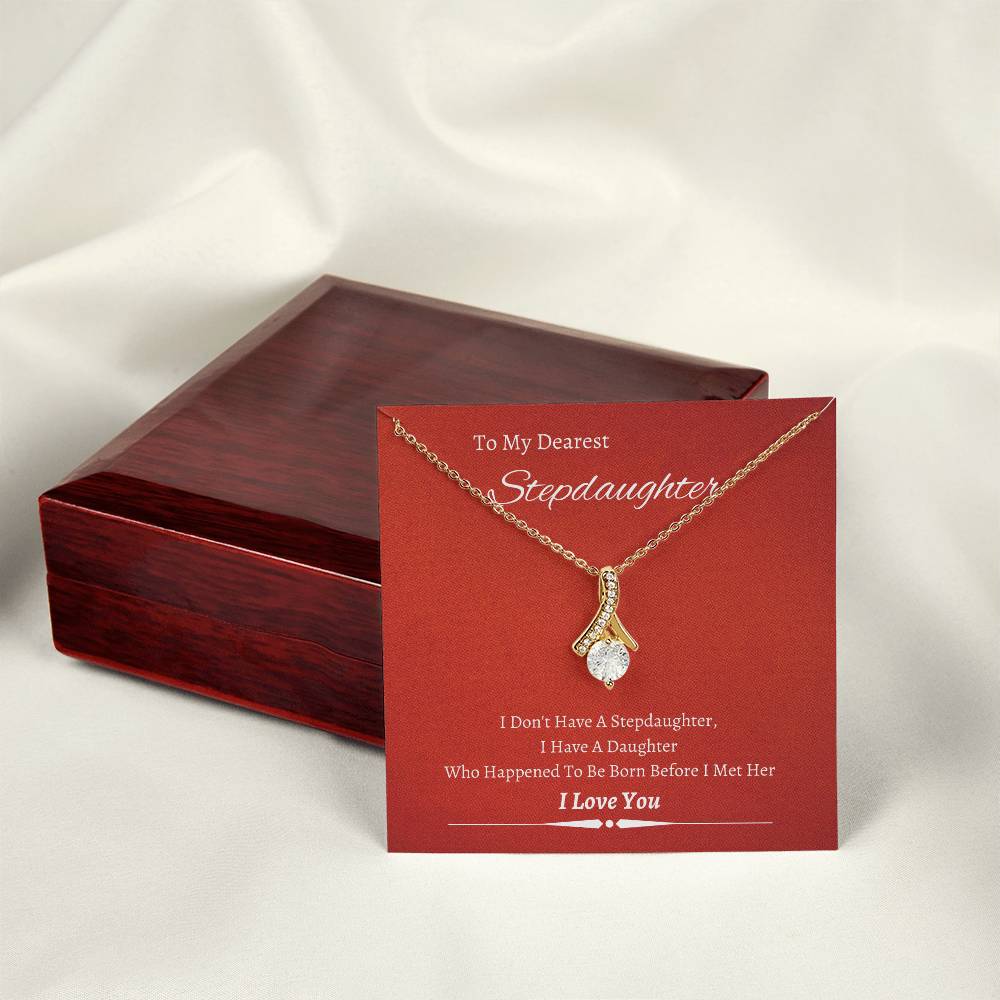 Alluring Beauty Necklace with Custom Message Card for Stepdaughter Bonus Daughter