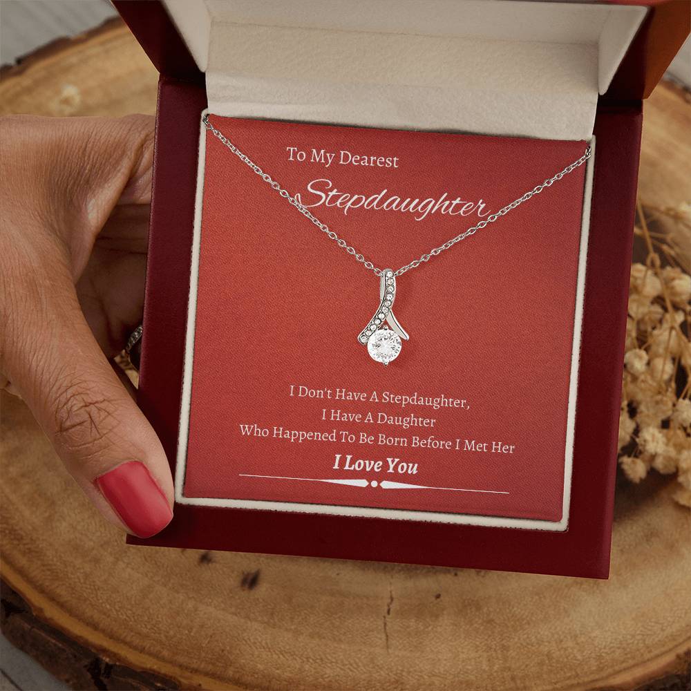 Alluring Beauty Necklace with Custom Message Card for Stepdaughter Bonus Daughter