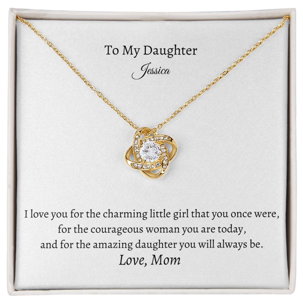 Love Knot Necklace with Personalized Message Card- Add Name