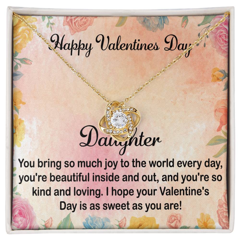 Love Knot Necklace with Message Card for Daughter on Valentine's Day