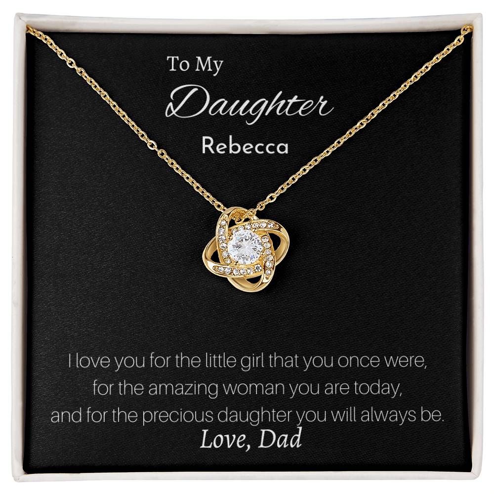 Love Knot Necklace (Yellow & White Gold Variants) With Personalized Message Card To Daughter