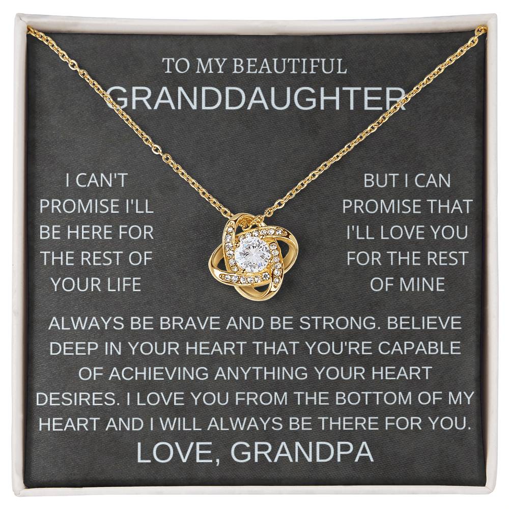 Granddaughter Love Knot Necklace with Custom Message Card