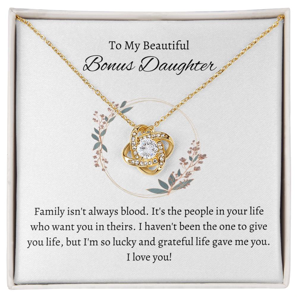 Bonus Daughter Love Knot Necklace with Custom Message Card