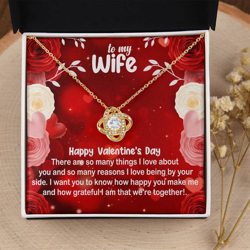 Love Knot Necklace with Valentine Message Card for Wife