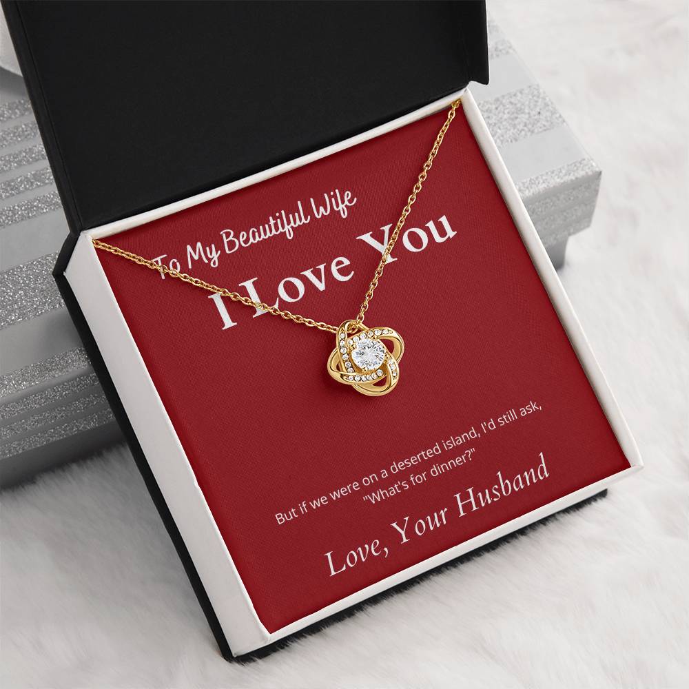 Love Knot Necklace with Funny Message Card from Husband To Wife