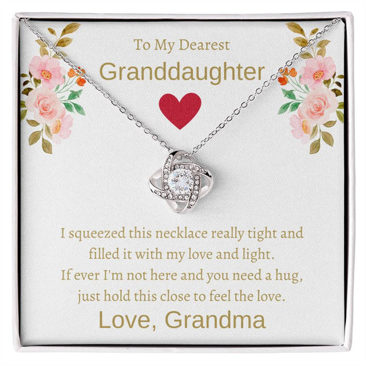 Granddaughter Love Knot Necklace with Custom Message Card