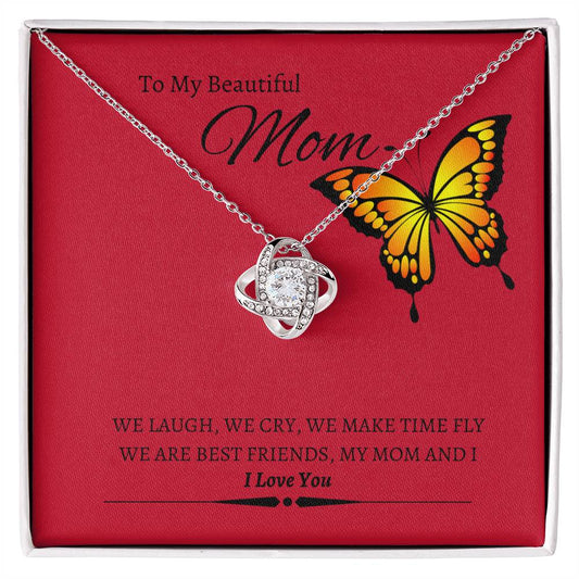 Love Knot Necklace with Custom Message Card for Mom