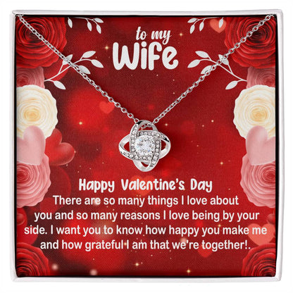 Love Knot Necklace with Valentine Message Card for Wife