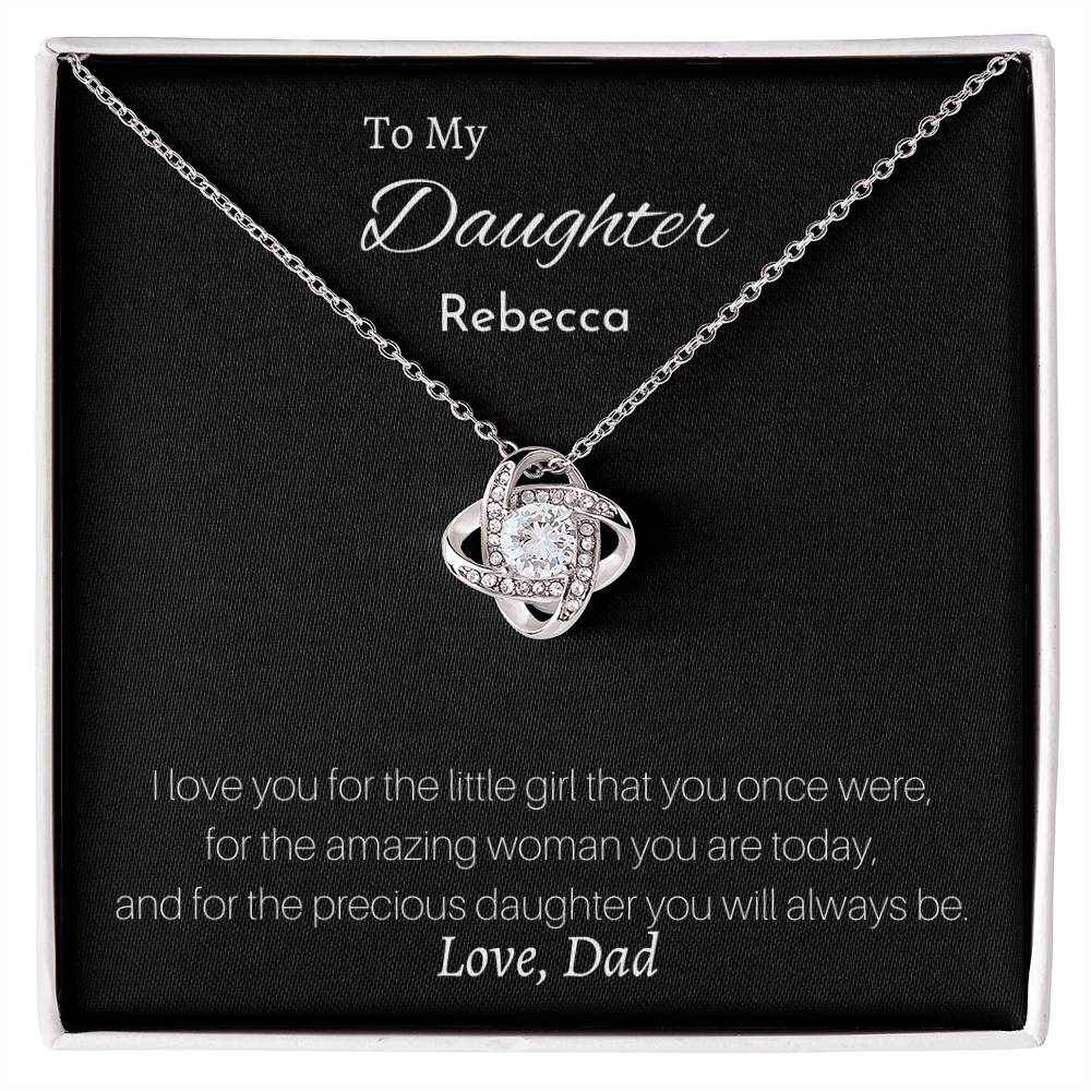 Love Knot Necklace (Yellow & White Gold Variants) With Personalized Message Card To Daughter