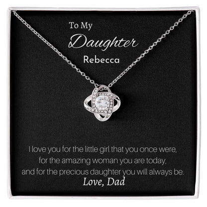 Love Knot Necklace (Yellow & White Gold Variants) With Personalized Message Card To Daughter