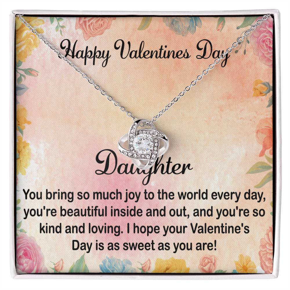 Love Knot Necklace with Message Card for Daughter on Valentine's Day