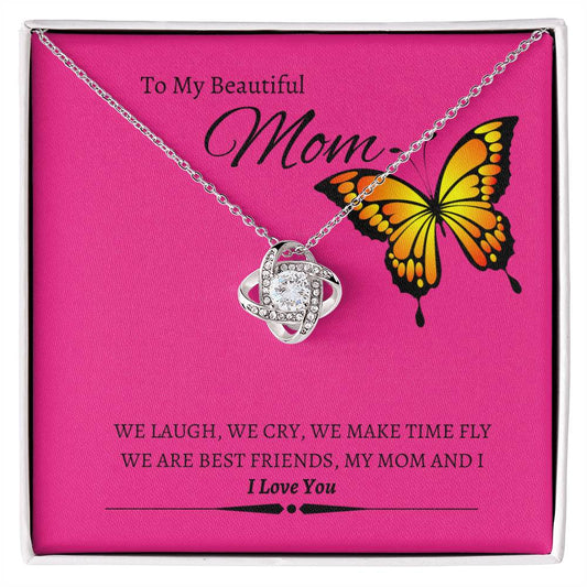 Love Knot Necklace with Custom Message Card for Mom