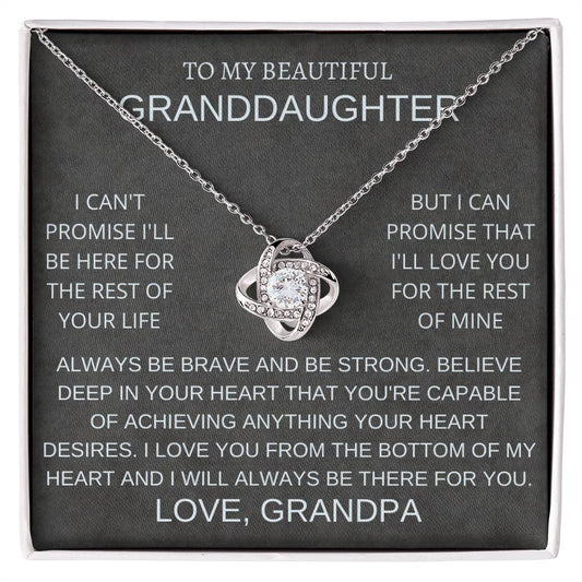 Granddaughter Love Knot Necklace with Custom Message Card