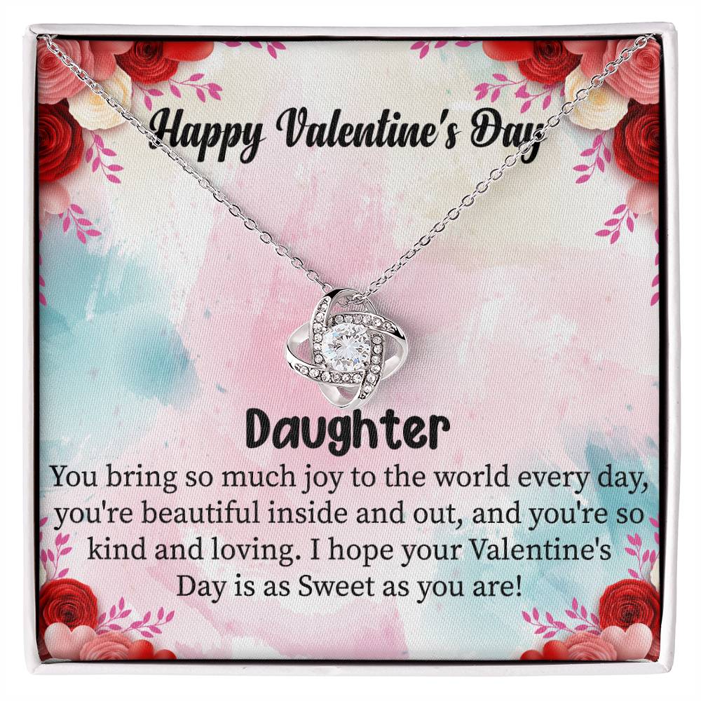 Love Knot Necklace with Message Card for Daughter on Valentine's Day