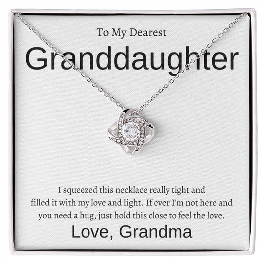 Granddaughter Love Knot Necklace with Custom Message Card