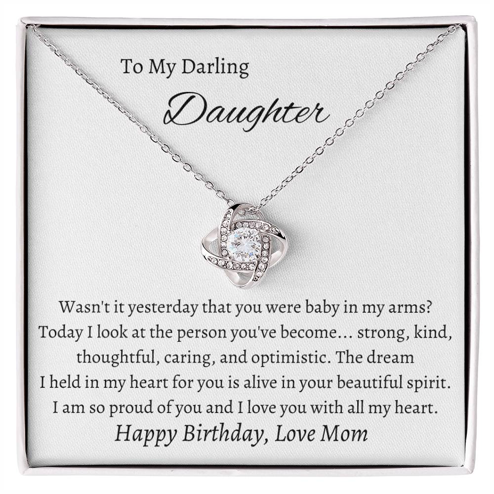 Love Knot Necklace with Custom Message Card for Daughter