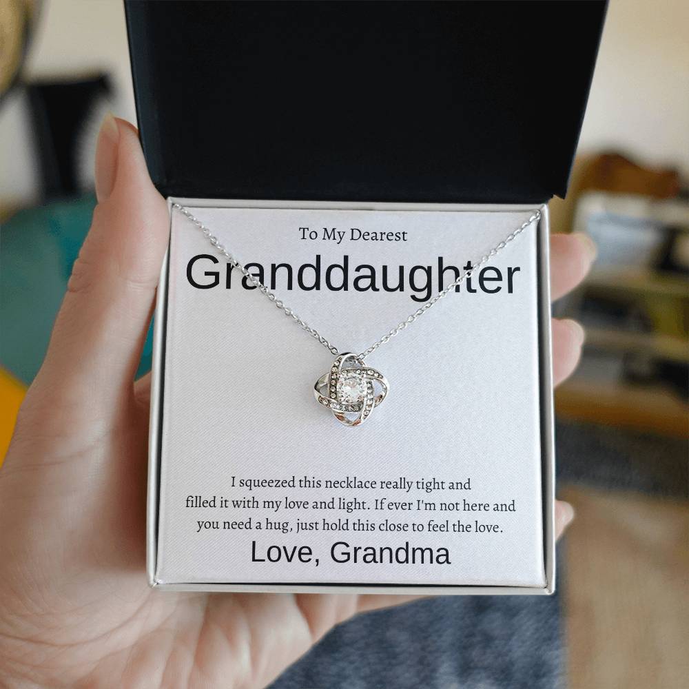 Granddaughter Love Knot Necklace with Custom Message Card