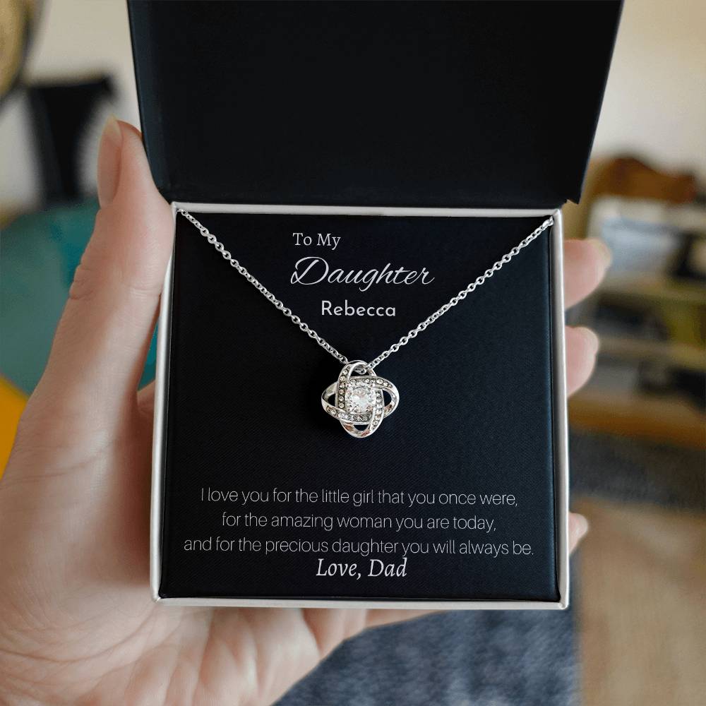 Love Knot Necklace (Yellow & White Gold Variants) With Personalized Message Card To Daughter