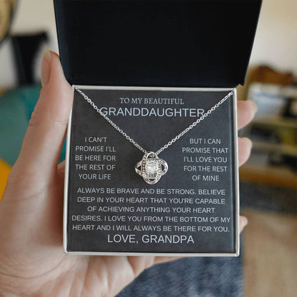 Granddaughter Love Knot Necklace with Custom Message Card