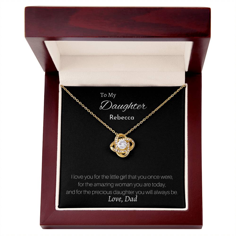 Love Knot Necklace (Yellow & White Gold Variants) With Personalized Message Card To Daughter