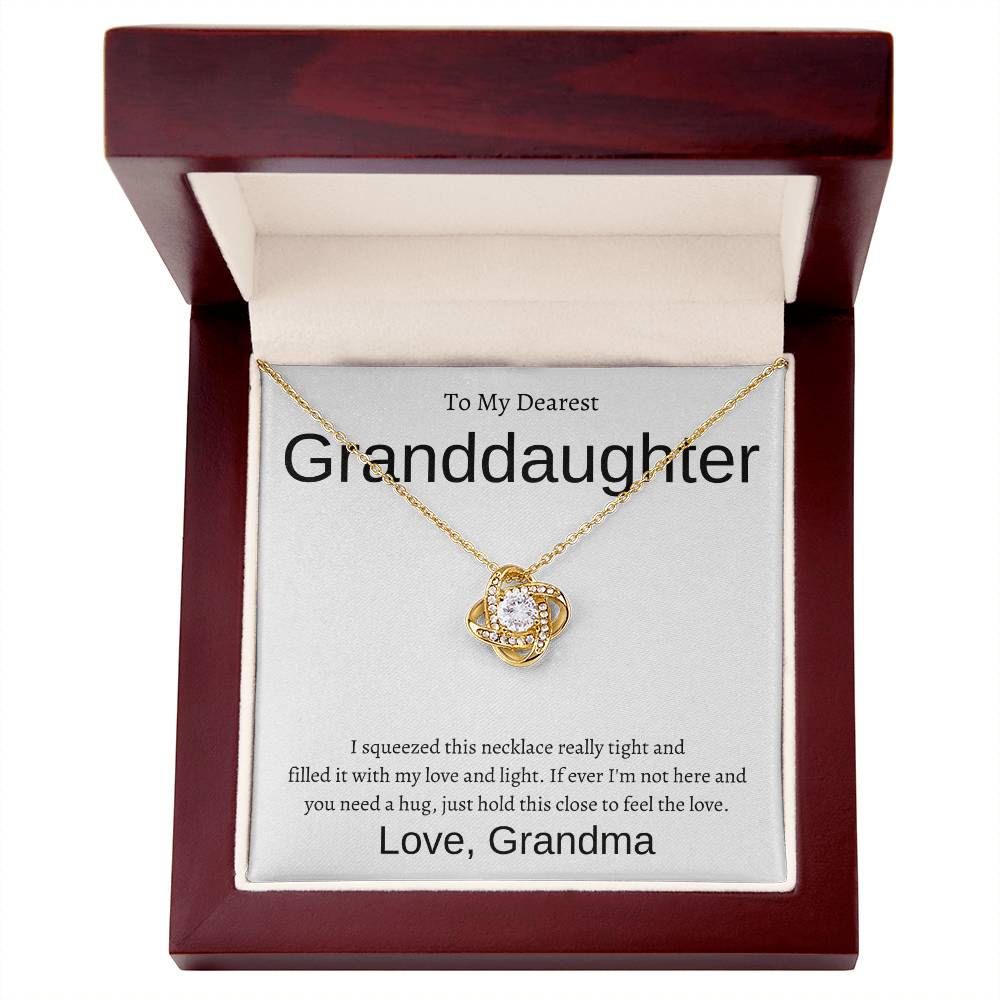 Granddaughter Love Knot Necklace with Custom Message Card