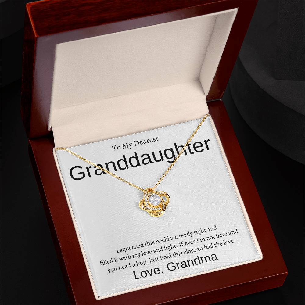 Granddaughter Love Knot Necklace with Custom Message Card