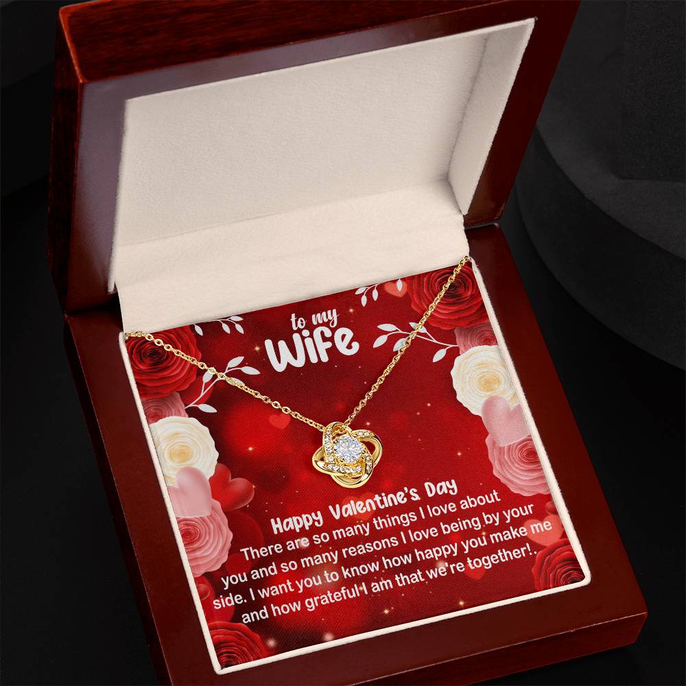 Love Knot Necklace with Valentine Message Card for Wife