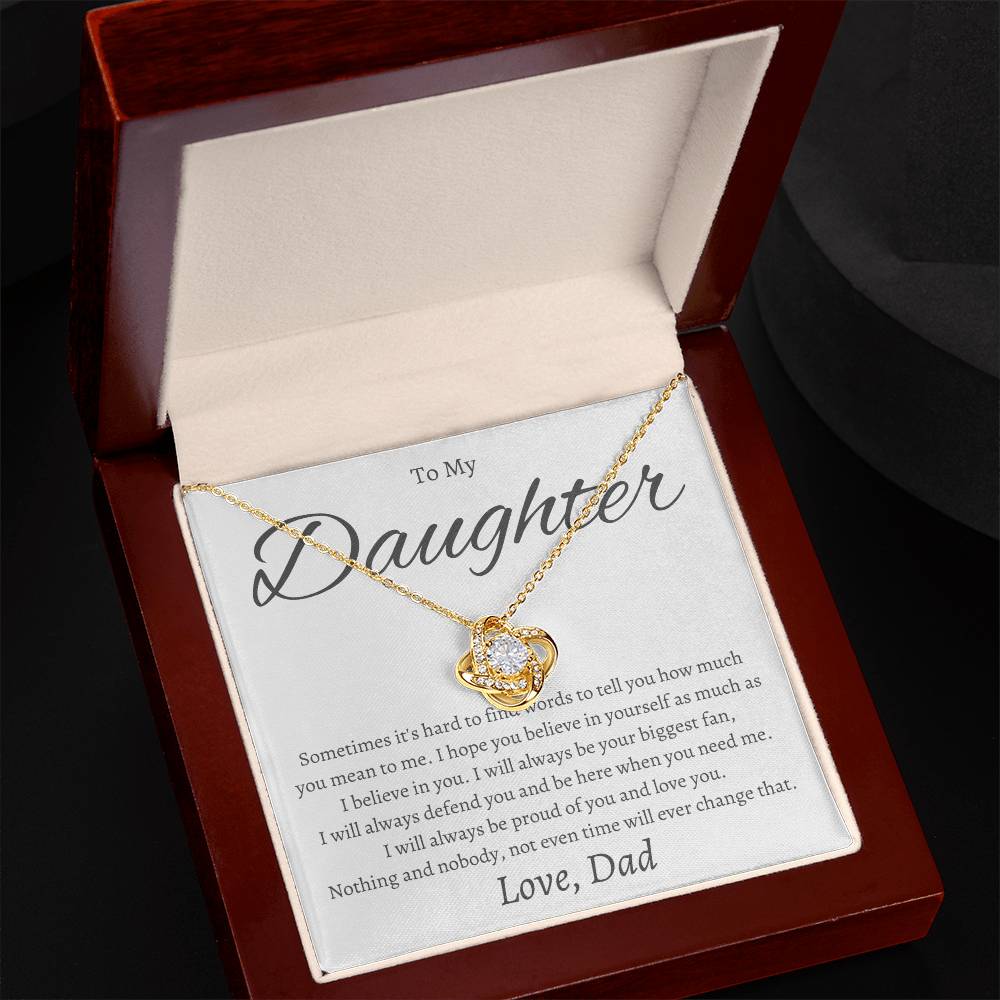 Love Knot Necklace with Custom Message Card for Daughter