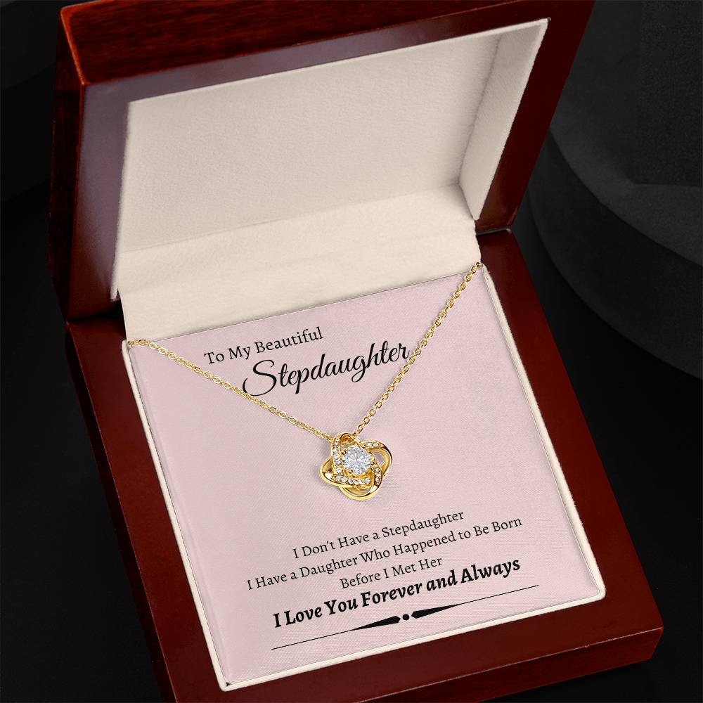 Love Knot Necklace with Custom Message Card for Stepdaughter Bonus Daughter