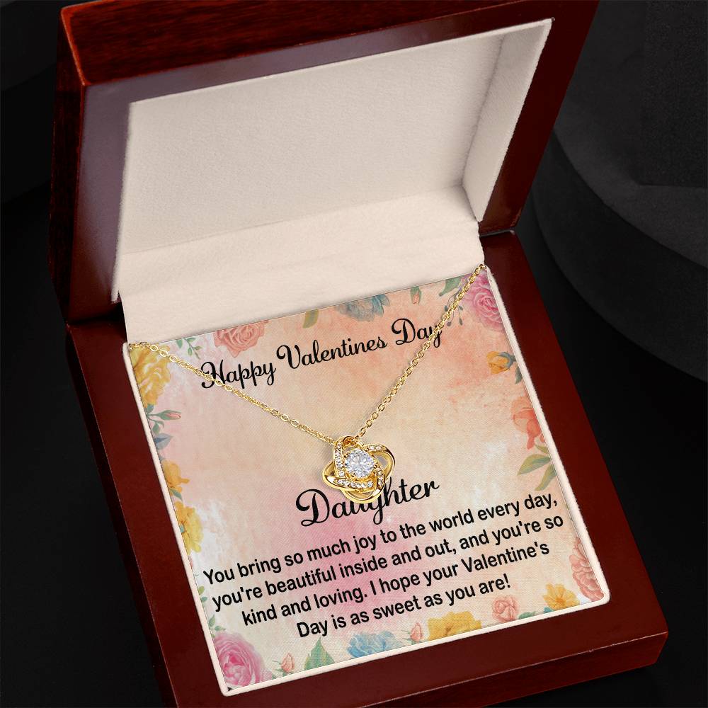 Love Knot Necklace with Message Card for Daughter on Valentine's Day