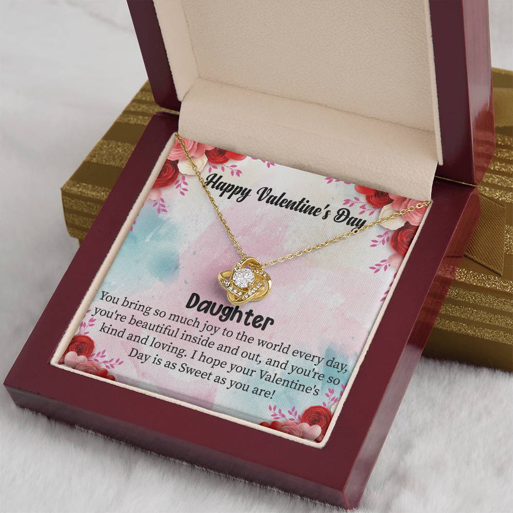 Love Knot Necklace with Message Card for Daughter on Valentine's Day