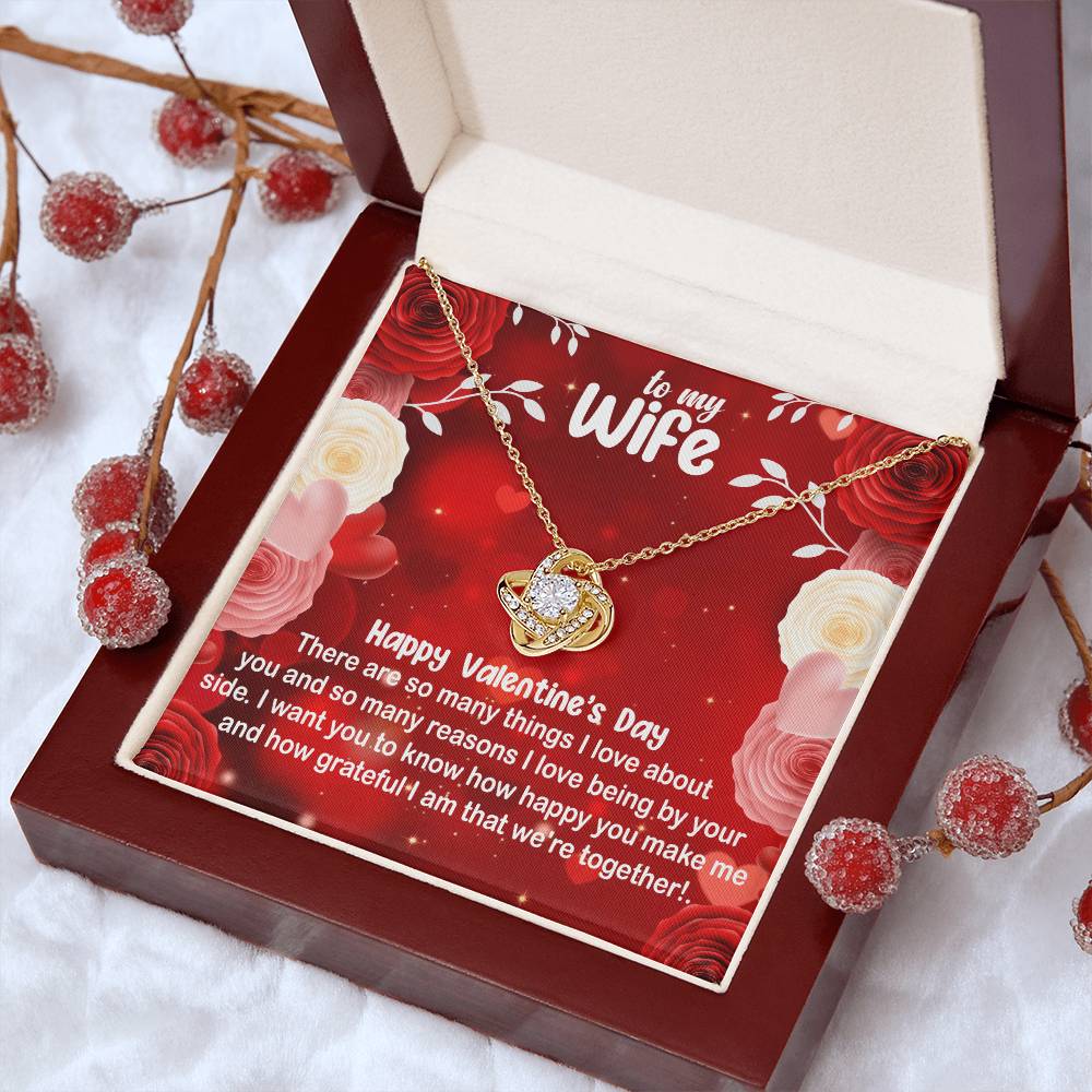 Love Knot Necklace with Valentine Message Card for Wife