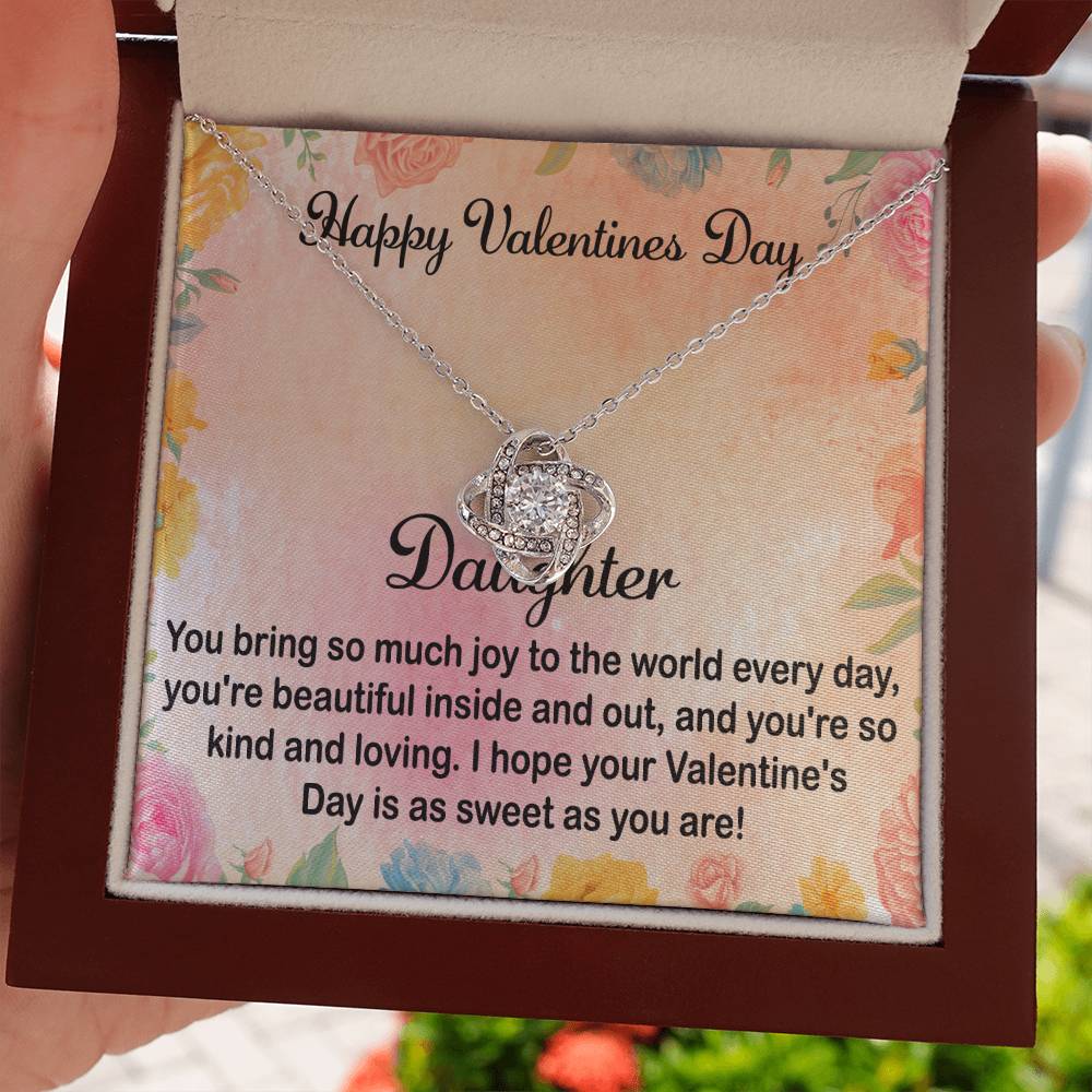 Love Knot Necklace with Message Card for Daughter on Valentine's Day