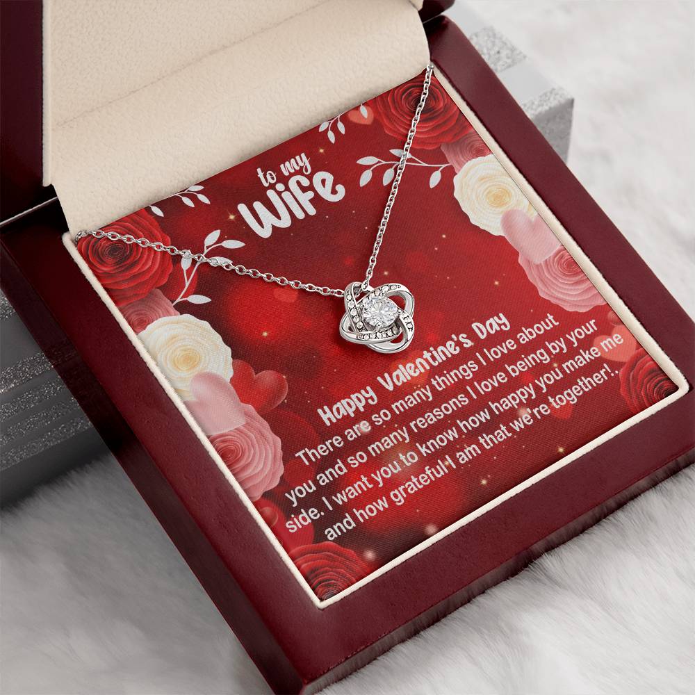 Love Knot Necklace with Valentine Message Card for Wife