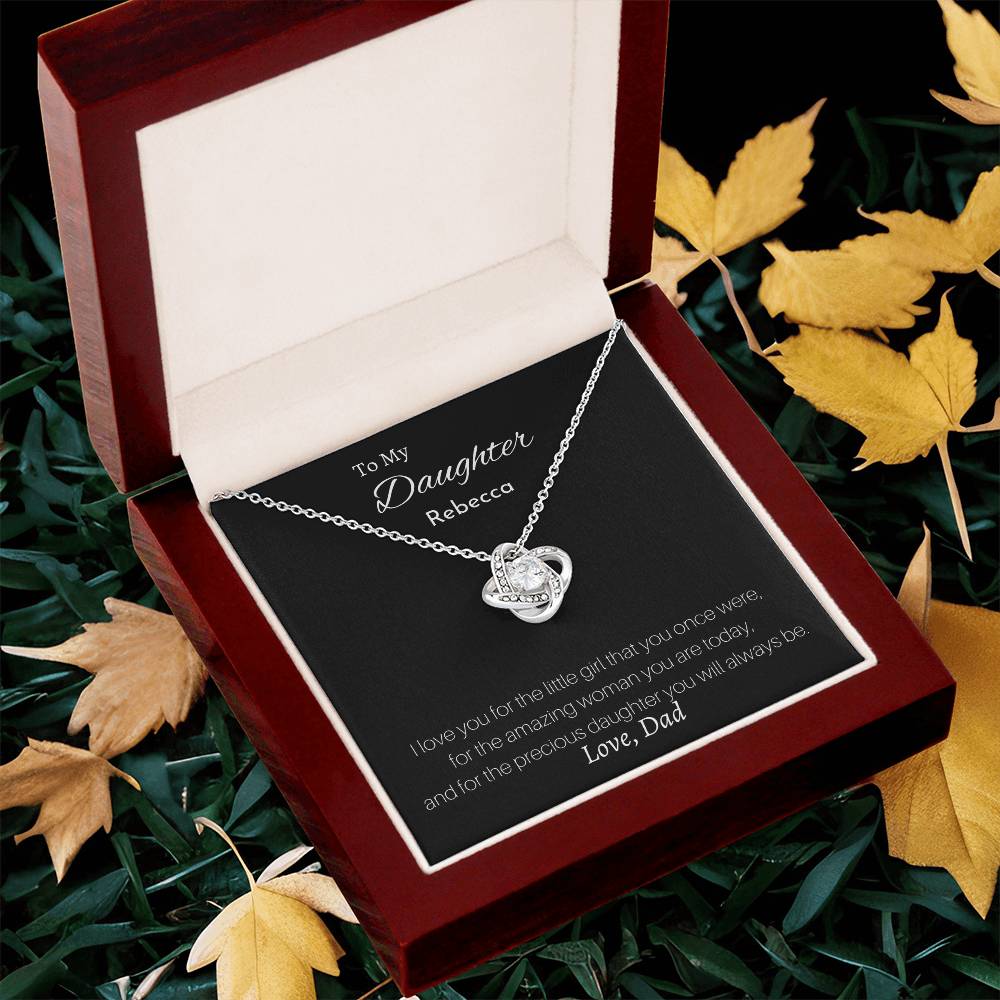 Love Knot Necklace (Yellow & White Gold Variants) With Personalized Message Card To Daughter