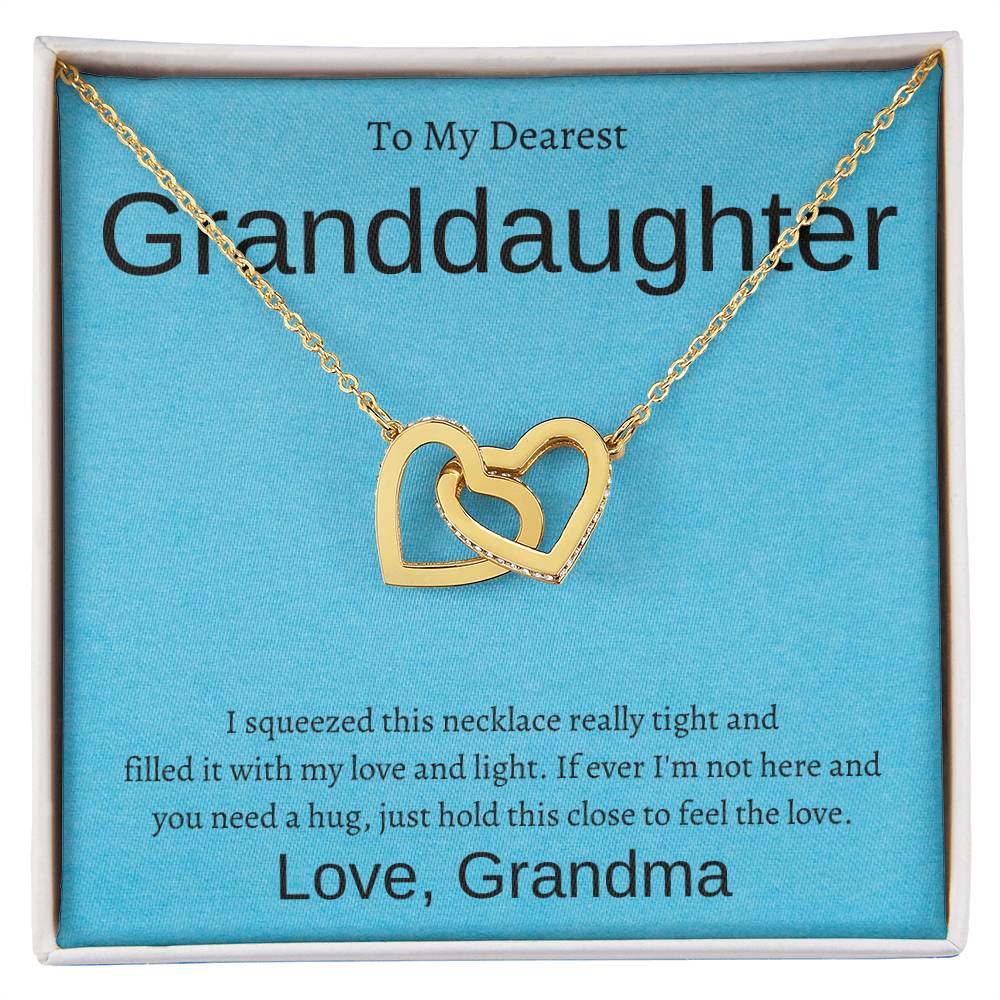 Interlocking Hearts Necklace (Yellow & White Gold Variants) With Message Card For Granddaughter