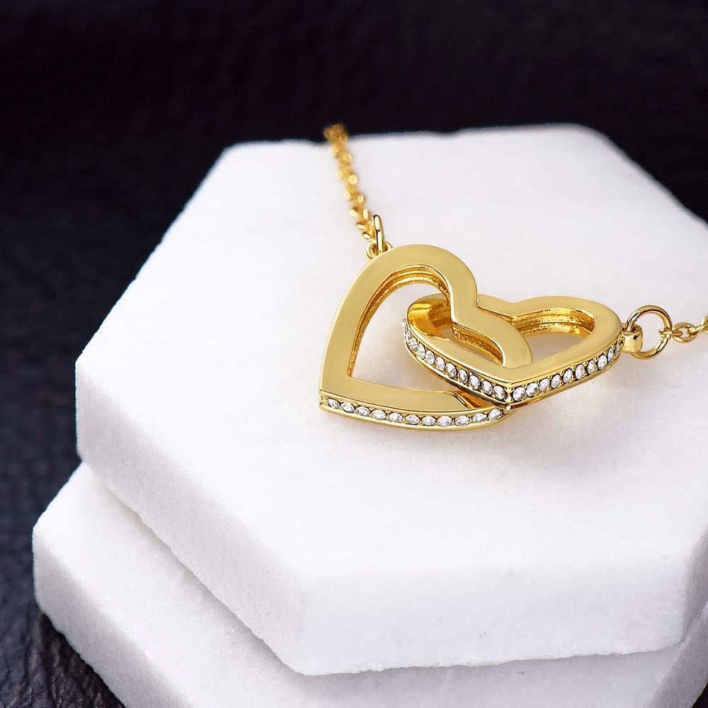 Interlocking Hearts Necklace (Yellow & White Gold Variants) With Message Card For Granddaughter