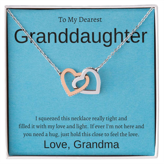 Interlocking Hearts Necklace (Yellow & White Gold Variants) With Message Card For Granddaughter