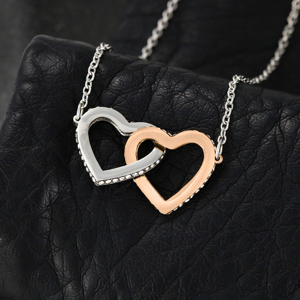 Interlocking Hearts Necklace (Yellow & White Gold Variants) With Message Card For Granddaughter