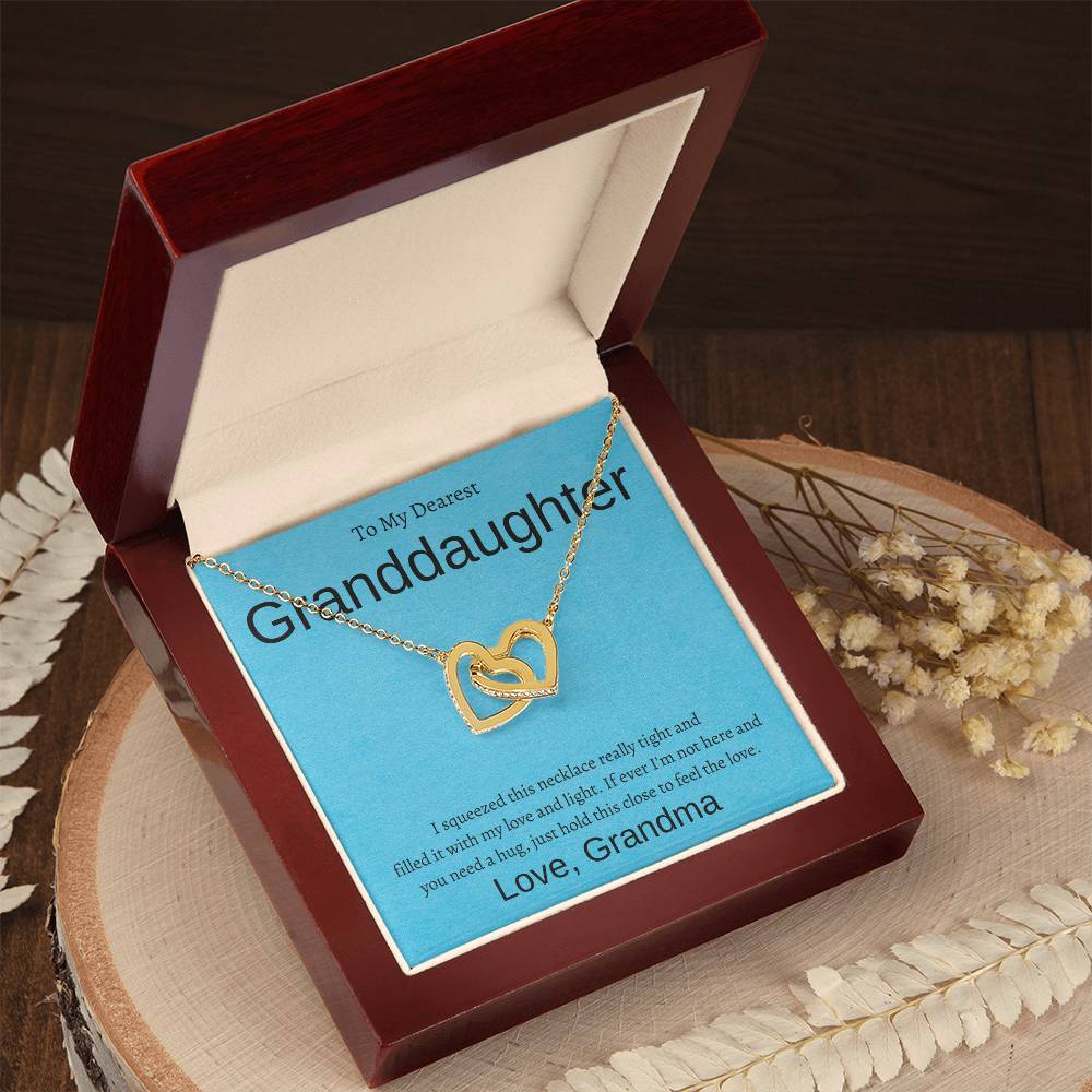 Interlocking Hearts Necklace (Yellow & White Gold Variants) With Message Card For Granddaughter