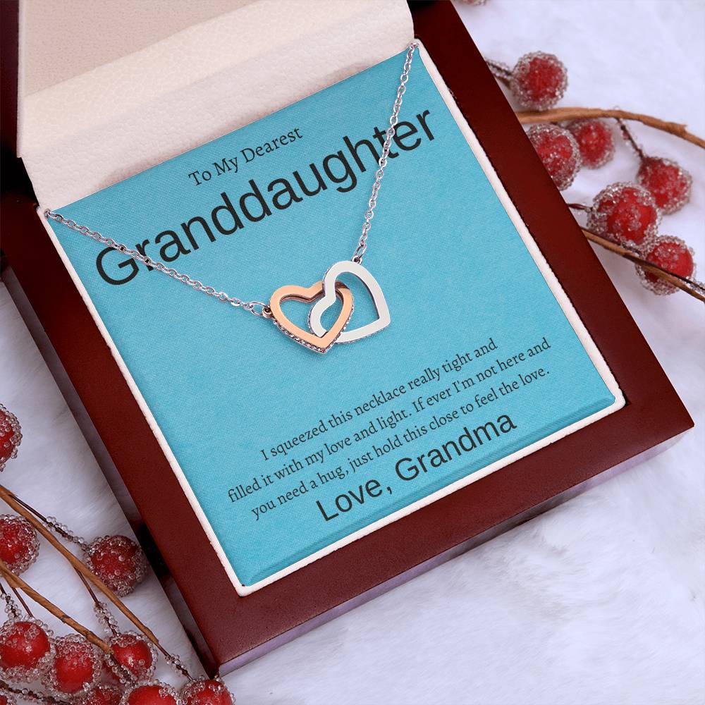 Interlocking Hearts Necklace (Yellow & White Gold Variants) With Message Card For Granddaughter