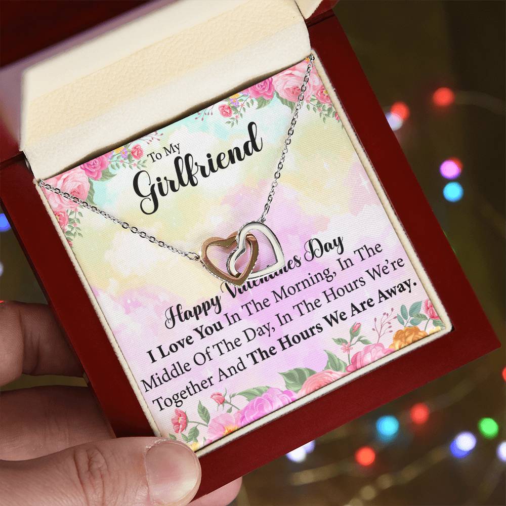 Interlocking Hearts Necklace With Message Card for Valentine's Day. Perfect gift for  Girlfriend